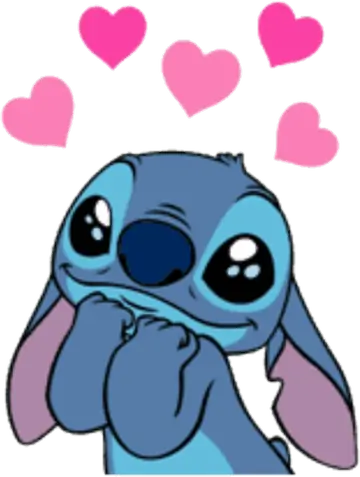 Stitch Apaixonado com Corações PNG