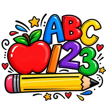 ABC 123 Maçã e Lápis PNG