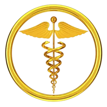 Caduceu Dourado em Círculo PNG