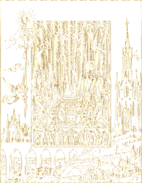 Virgem Maria Litografia Gótica Dourada PNG