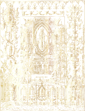 Virgem Maria Mural Ornamentado Dourado PNG