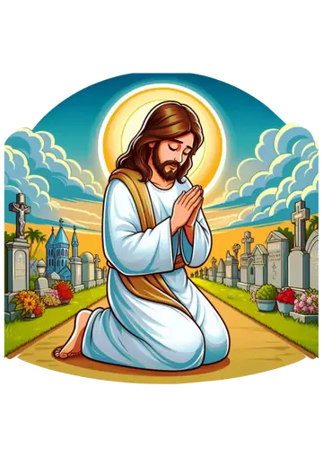 Jesus Orando no Cemitério PNG