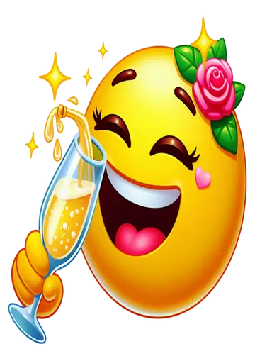 Emoji Rindo com Taça de Champanhe PNG