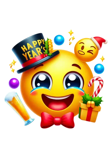 Emoji Feliz com Cartola e Cerveja PNG