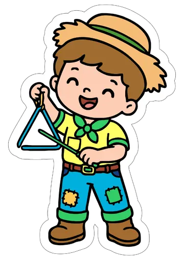Menino Caipira Tocando Triângulo PNG
