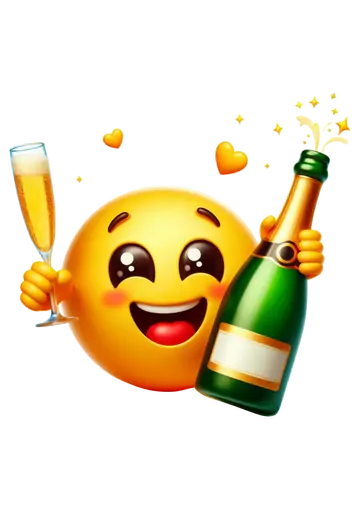 Emoji Brindando com Champanhe PNG