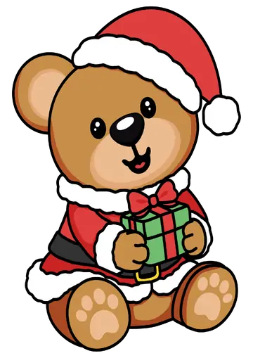 Ursinho Papai Noel com Presente PNG