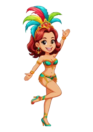 Sambista Sorrindo com Fantasia Verde PNG