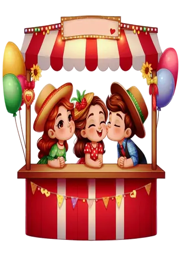 Barraca do Beijo Junina com Casal PNG