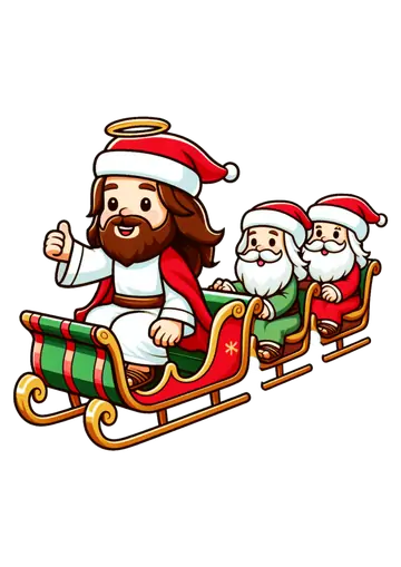 Jesus Cristo no Trenó Natalino PNG
