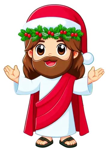 Jesus Cristo com Guirlanda Natalina PNG