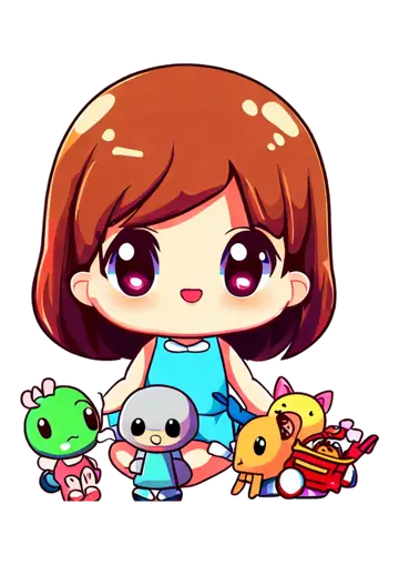 Menina Chibi Fofinha com Brinquedos PNG