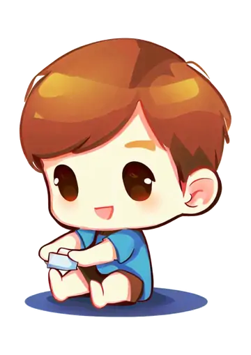 Menino Chibi Fofinho Sentado PNG