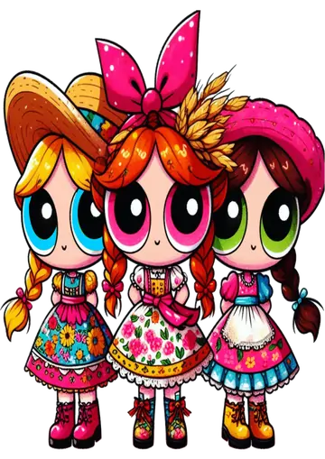 Meninas Superpoderosas Festa Junina PNG