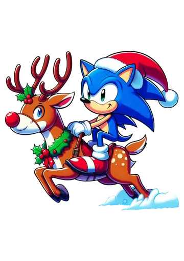 Sonic Natal Montado na Rena PNG