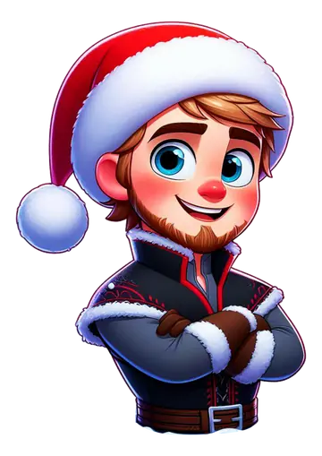 Kristoff de Natal Sorrindo PNG