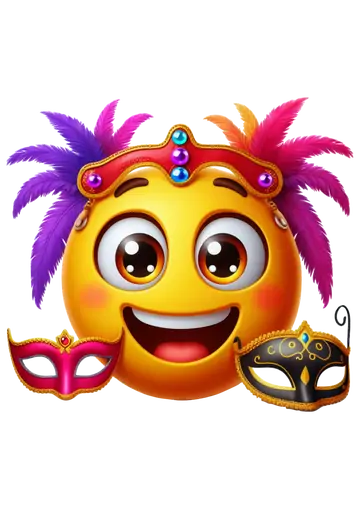 Emoji Carnaval Penas Máscaras PNG
