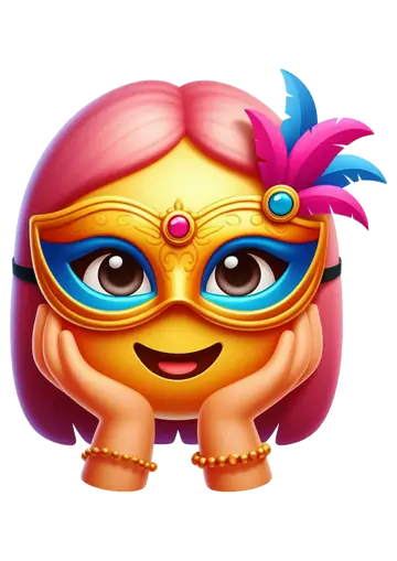 Emoji Feminino Carnaval Cabelo Rosa PNG