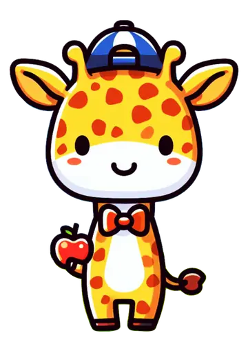 Girafa Fofa Boné Maçã PNG