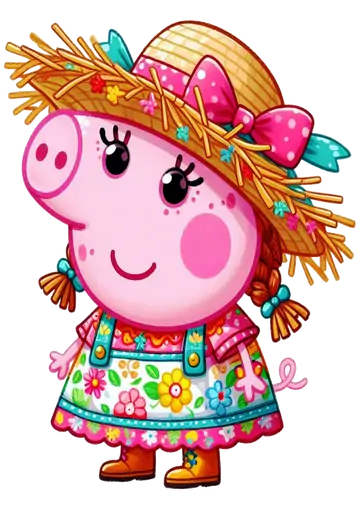 Peppa Pig Caipira com Laços PNG