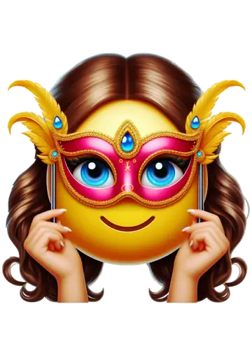 Emoji Feminino de Carnaval com Máscara PNG