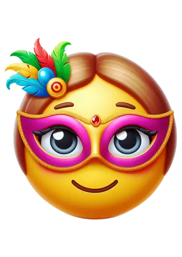 Emoji de Carnaval Feminino com Penas PNG