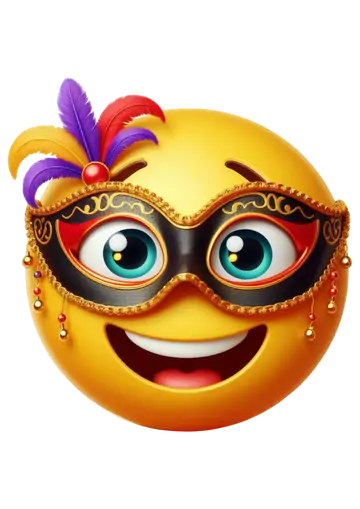 Emoji de Carnaval com Máscara Preta PNG