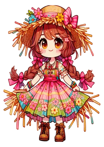 Menina Caipira Desenho Fofo PNG
