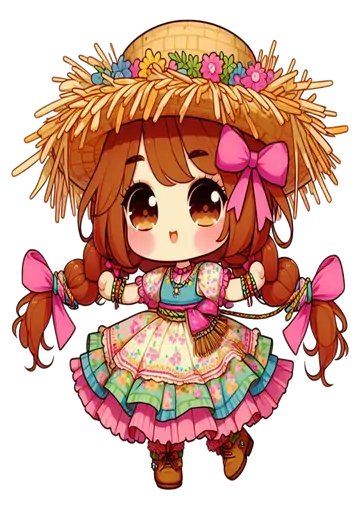 Menina Caipira Dançando Festa Junina PNG