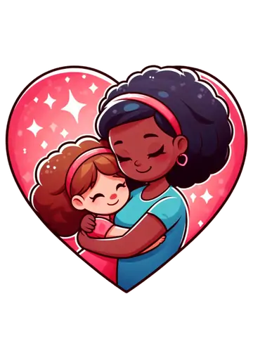 Abraço de Mãe e Filha no Coração PNG