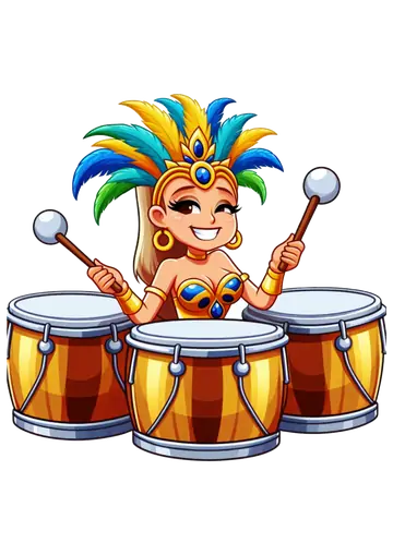 Mulher Tocando Tambores de Carnaval PNG