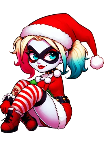 Arlequina Chibi de Natal PNG