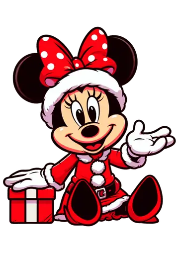 Minnie Mouse com Presente de Natal PNG