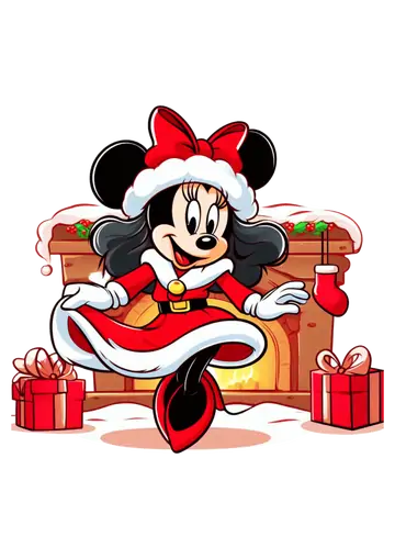 Minnie Mouse na Lareira de Natal PNG