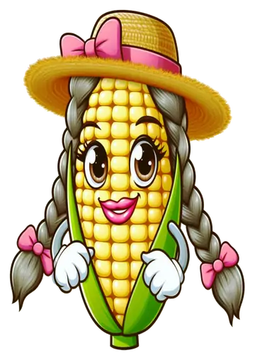 Milho Caipira Fofo de Chapéu de Palha PNG