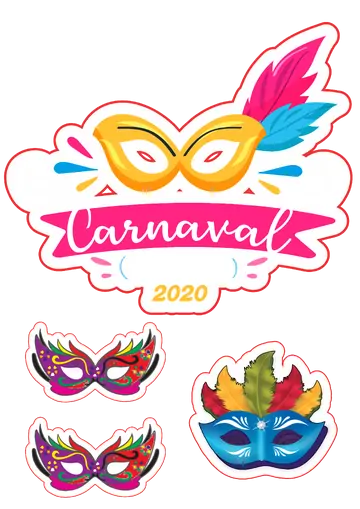 Topo de Bolo Máscaras de Carnaval PNG