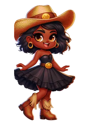 Menina Junina Vestido Preto e Chapéu PNG