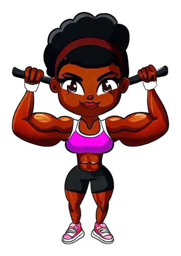 Mulher Musculosa Levantando Barra de Treino PNG