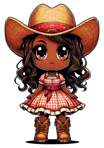 Menina Caipira Fofa com Chapéu de Palha PNG