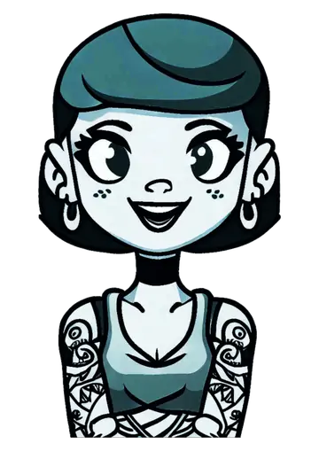 Mulher Tatuada Sorrindo em Desenho PNG