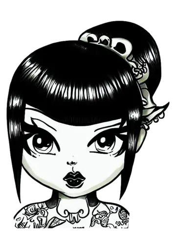 Mulher Oriental Tatuada com Coque PNG