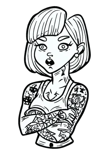 Mulher Tatuada de Braços Cruzados PNG