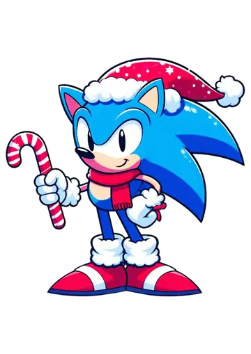 Sonic com Bengala Doce de Natal PNG
