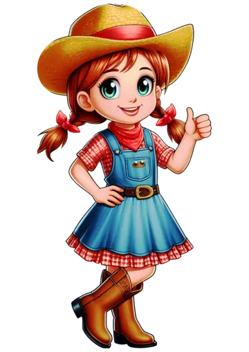 Menina Caipira com Jardineira Jeans PNG