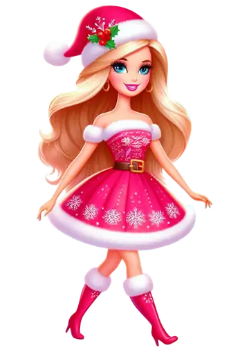 Barbie Vestido Rosa de Natal PNG