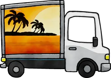 Caminhão Baú com Paisagem PNG