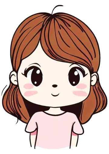 Menina Fofa de Cabelo Castanho PNG