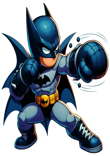 Batman Dando Soco Estilo Cartoon PNG