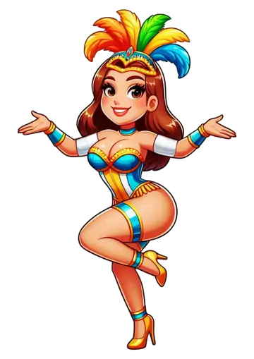 Dancarina de Carnaval com Fantasia Colorida PNG