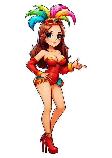 Passista com Fantasia de Carnaval Vermelha PNG